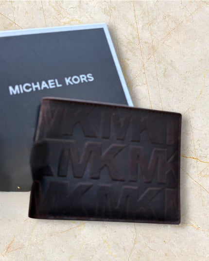 MK Hudson Embossed Leather Bi-Fold Wallet