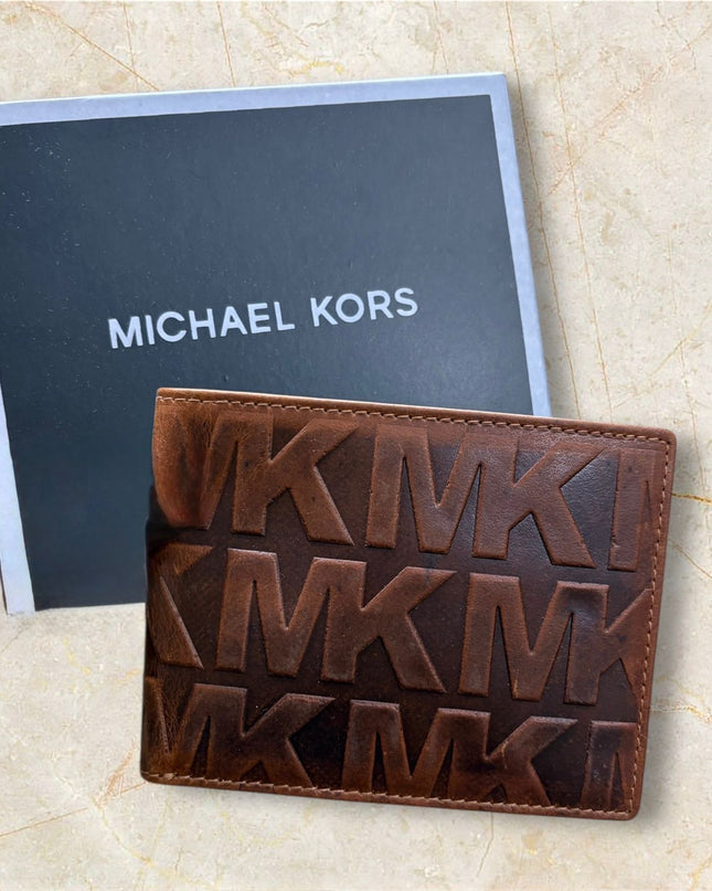 MK Hudson Embossed Leather Bi-Fold Wallet
