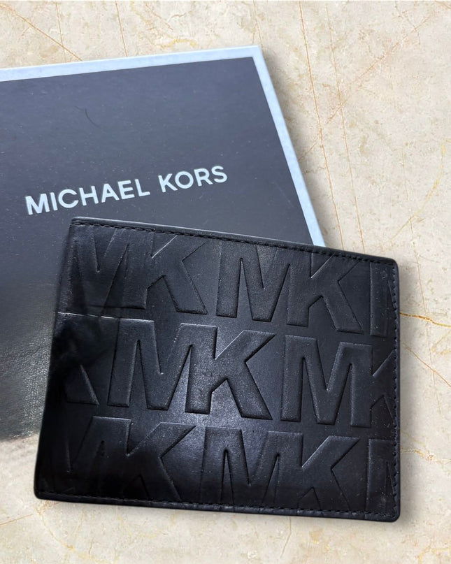 MK Hudson Embossed Leather Bi-Fold Wallet