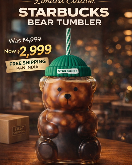 Starbucks Bearista Glass Tumbler – iconic design, heavy quality glass, limited pieces available. Ships fast across India.