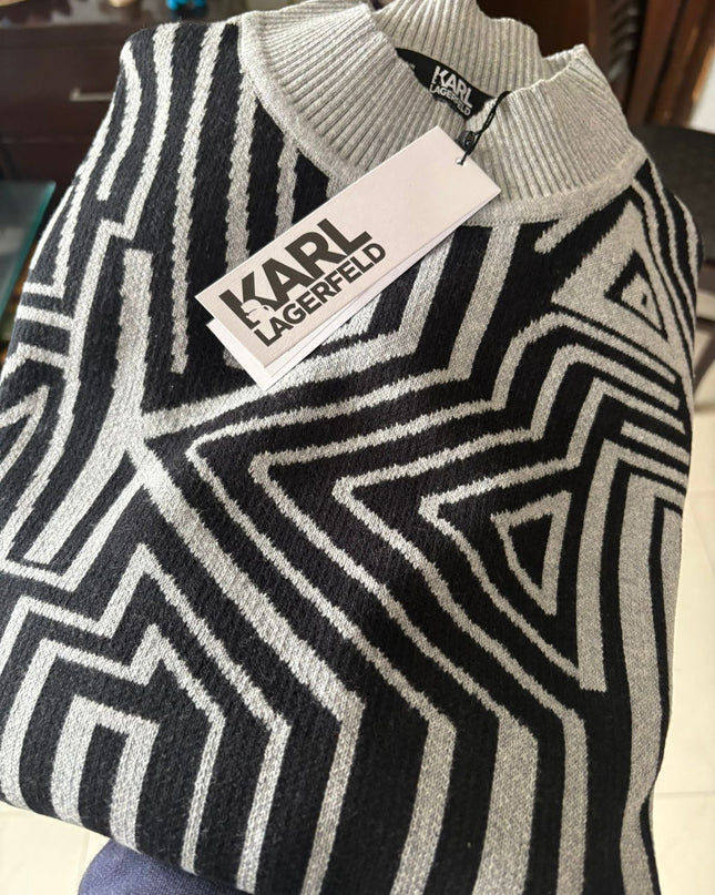 KL Geo Pattern Up-Down Knitted Sweater | Premium Winterwear (S–XL)