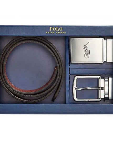 PRL Men’s Leather Reversible Belt – Gift Set 🎁