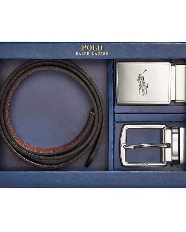 PRL Men’s Leather Reversible Belt – Gift Set 🎁