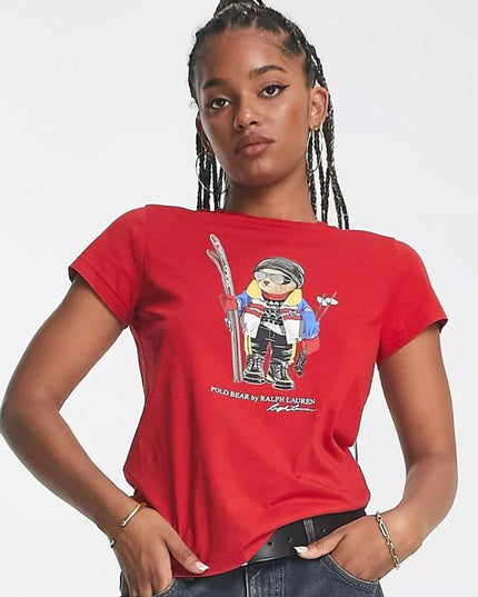 RL Women’s Classic Red Polo T-Shirt | Premium Collared Cotton Tee (S–XL)
