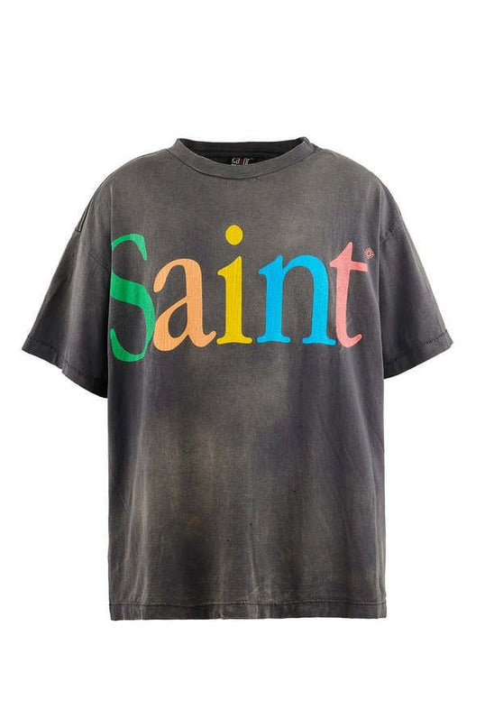 SAINT MXXXXXX Rainbow Text-Print Rainbow Logo Printed T-shirts  L to XXL