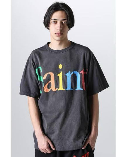 SAINT MXXXXXX Rainbow Text-Print Rainbow Logo Printed T-shirts  L to XXL