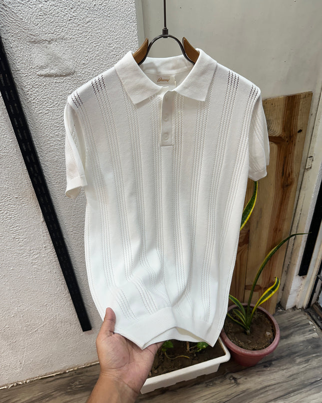 Premium Knitted Polo Inspired by Brioni WHITE