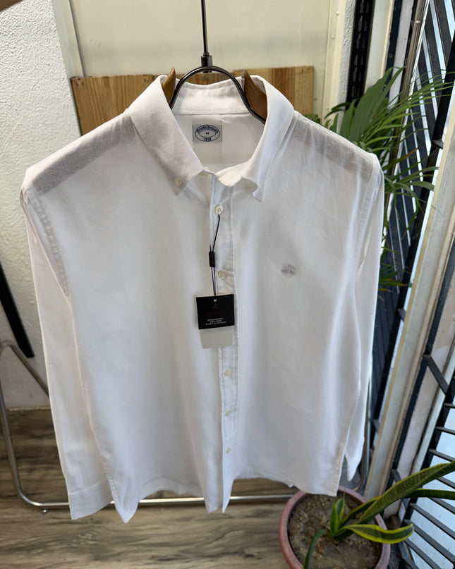 Linen Shirt Inspired by Brooks Brothers (Size M) WHITE