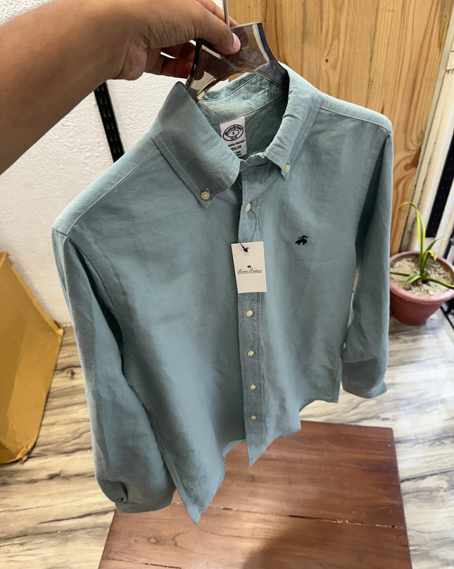Linen Shirt Inspired by Brooks Brothers (Size XL) DUST GREEN