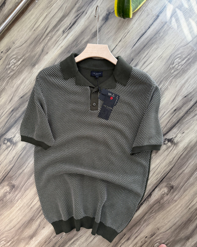 Premium Knitted Polo Inspired by Ted Baker (Size M-3) GREEN