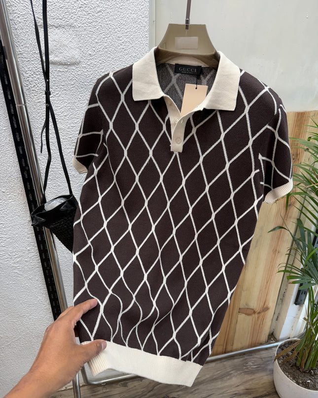 Premium Knitted Polo Inspired by Gucci (Size M) BROWN