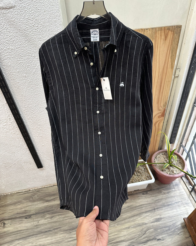 Linen Shirt Inspired by Brooks Brothers 1P BLK LINE