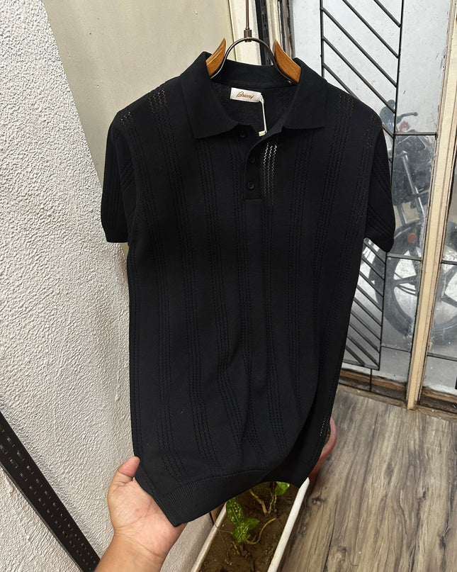 Premium Knitted Polo Inspired by Brioni BLK