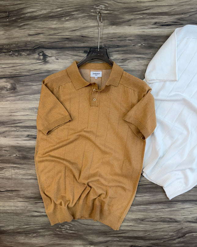 Premium Knitted Polo Inspired by YSL BROWN