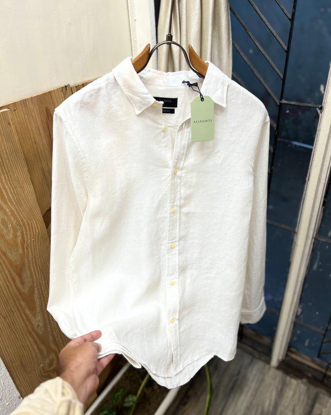 Linen Shirt Inspired by AllSaint 2P WHITE