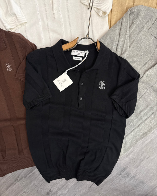 Premium Knitted Polo Inspired by Brunello Cucinelli (Size M) BLK