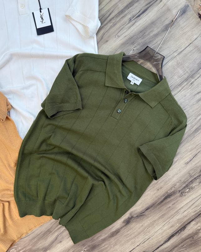 Premium Knitted Polo Inspired by YSL GREEN