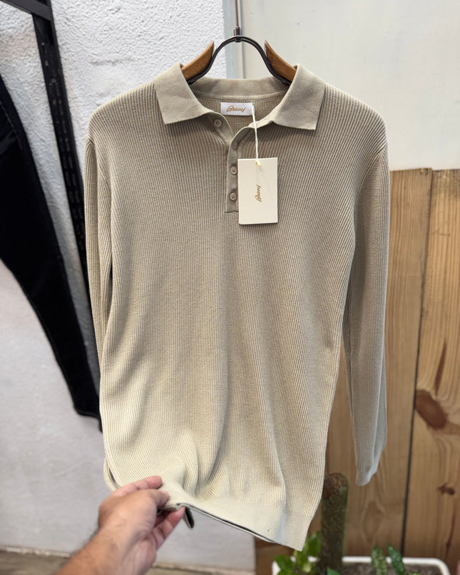 Full Sleeves Polo Inspired by Brioni Knitted BEIGE