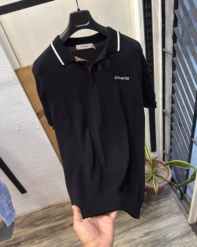 Premium Knitted Polo Inspired by Coach BLK