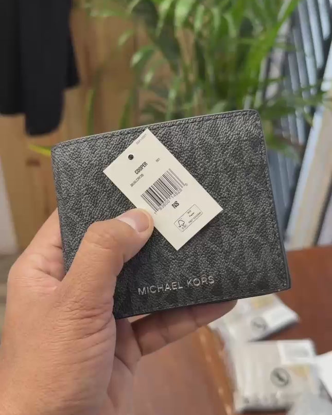 MK Cooper Logo Billfold Wallet With Coin Pouch-  100% original Shipment stock